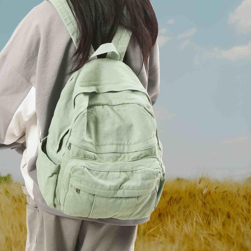GAMLFL Canvas Backpack for Women Retro Aesthetic Rucksack Basic Backpack