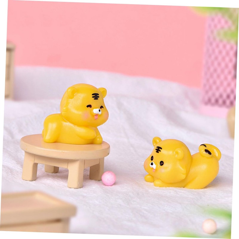 ABOOFAN 7pcs Miniature Tiger Models Micro Landscape Tiger Ornaments Resin