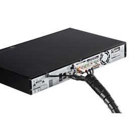 Flexible Cable Sleeve, 1.5 m (30 mm, Universal, Spiral Hose, Ideal as a Cable Organiser, for Cable on Desk, TV, Computer etc., Can Be Shortened, with Retractable Tool) Black