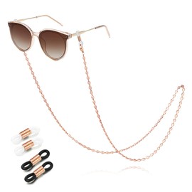 SAM & LORI Eyeglass Chain for Women Rose Gold Sunglasses Eyewear Accessories Sparkle Glasses Long Necklace Eyewear Around Neck String Fashion Strap Holder Sequin Glitter Reading Mask Lanyard Cord