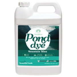 PondBliss Mountain Blue Pond Dye for Large Ponds up to 1 Acre, Fish and Animal Safe - 1 Gallon (128oz)