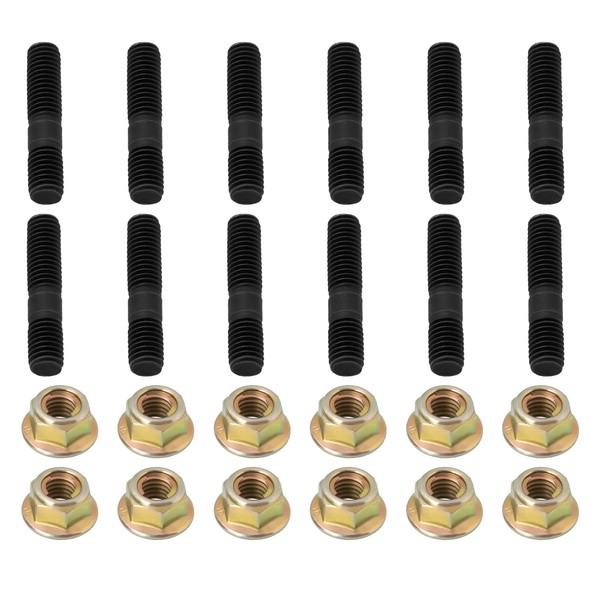 SG Store 12Pcs M8 Exhaust Manifold Studs with Nuts Kit