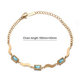 VISSEN Women's Gold-Plated Bracelets, Red/Blue/Silver, Cubic Zirconia, Golden Chains, Bracelet, Fashion Jewellery, Wedding, Stainless Steel