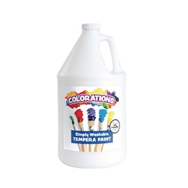 Colorations Paraben-Free Washable Tempera Paint for Kids - 1 Gallon Value Size. Vibrant White. Non-Toxic and Made in The USA