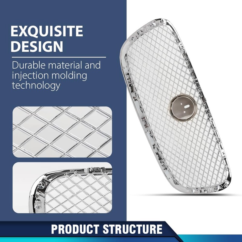 PIT66 Upper Front Mesh Grille W/Emblem Compatible with Jaguar XF