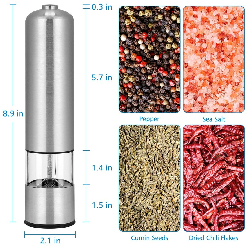 Accmor Electric Salt and Pepper Grinder Set, Automatic Salt Pepper