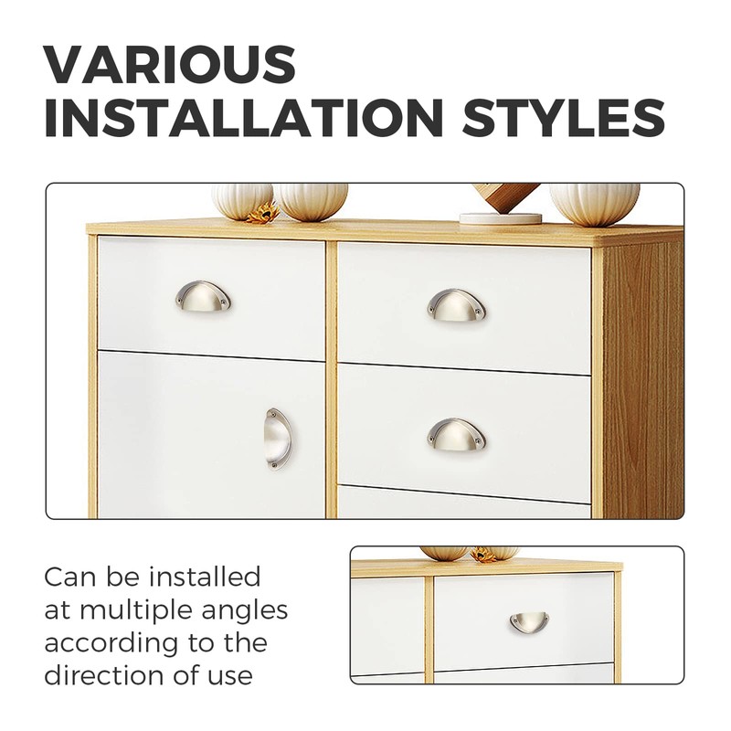 Yetaha Cup Handles for Drawers, 10 Shell Pull Handles, 82x35mm