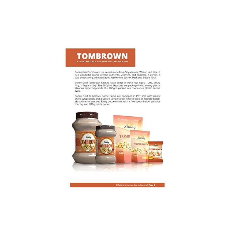 Sunny Gold Tombrown Cereal 2.2LB (1KG) Sachet - Tom Brown