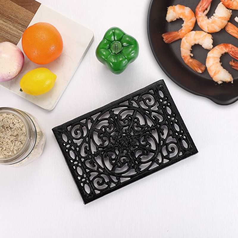 Sumnacon Cast Iron Trivet, 9.6 x 6.3 Inch Metal Trivet