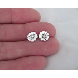 Sterling Silver 9mm poppy flower Hypo-Allergeni