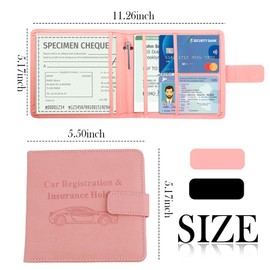 Stylish Car Registration and Insurance Holder,Leather Car Insurance and Registration Holder with Magnetic Snap Design,Portable Cars Document Holders Cars Organizer for Men/Women (Pink)