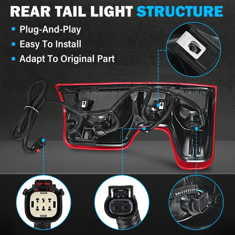 BeamTrack Rear Tail Lights Assembly Compatible with 2019 2020 2021