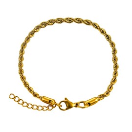 Genérico Pulsera Torzal Acero Inoxidable Pulso de Cadena Trenzada Unisex Color Dorado Largo 20 cm. Grueso 5 mm.