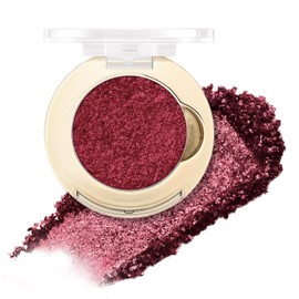 FOCALLURE Eyes On Me Pressed Powder Eyeshadow, Glitter Eye Makeup & Highlight, Long-Lasting, High Pigmented Single Shade Eye Color, Shimmery Finish, Hypoallergenic, RD01 Hell To Pay