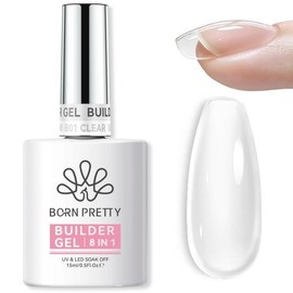 BORN PRETTY Builder Gel 8 in 1 Clear Gel 15ml, Polygel, Length Extension, Gel Nails, UV/LED Compatible, For Beginners (Transparent)