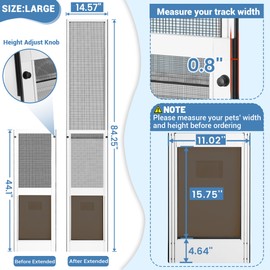 FAMIGRO Dog Door for Sliding Glass Door Insert, Height Adjustable from 44" to 84"