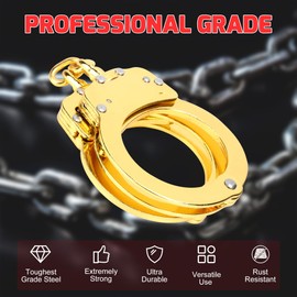 Yoghourds Double Lock Handcuffs, Adjustable Heavy Duty Steel Wrist Cuffs with 2 Keys & Handcuffs Holster in Police Edition Professional Grade - Gold Plating