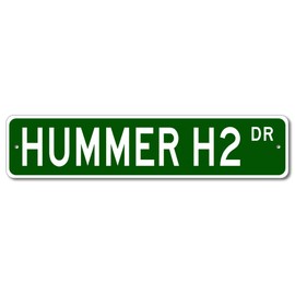 Hummer H2 Street Sign, GM Car Sign, Metal Garage Sign, Novelty Wall Decor - 4x18 inches