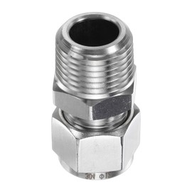 sourcing map Compression Fitting 12mm Tube OD x 1/2" NPT Male Thread Stainless Steel Straight Coupler Adapter Compression Tube Pipe Fitting Connector for Oil Gas Water