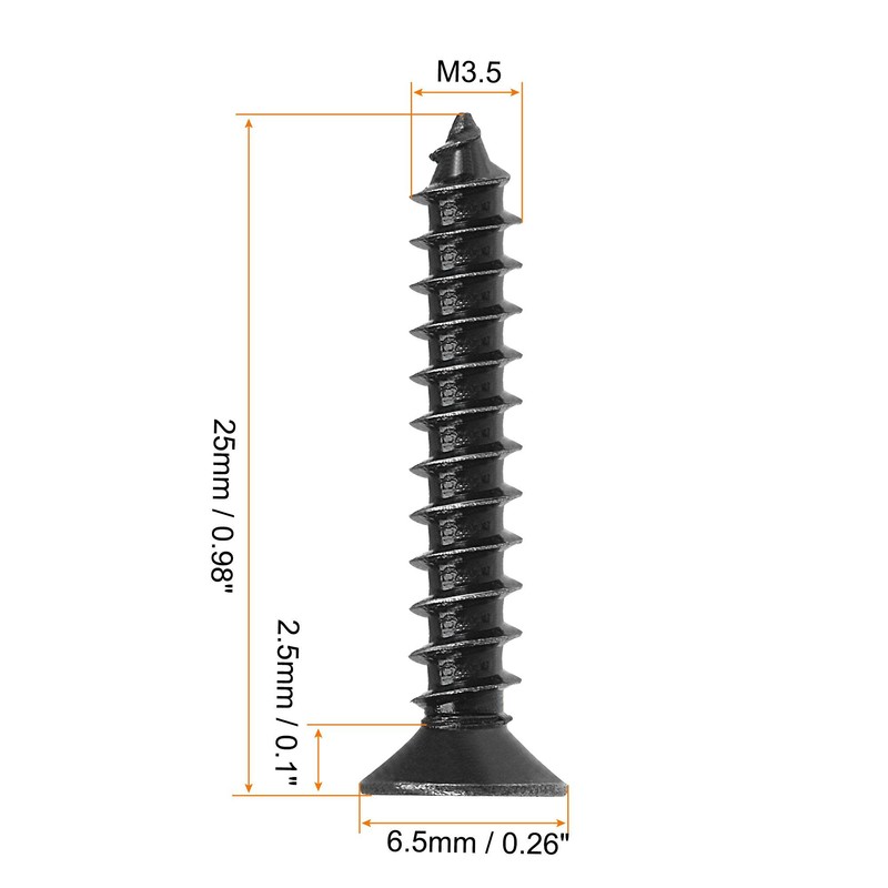 sourcing map M3.5 x 25mm Wood Screws Phillips Flat Head