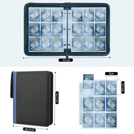 Deoyibu Trading Card Album for 900 Cards, Scrapbook with 9 Compartments, 50 Pages for Card Organiser, Card Binder Made of PU, for Sports Cards, MTG, TCG, Yugioh Cards etc. Blue
