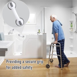 Grab Bars for Seniors, Grab Bar Shower No Drilling Grab Bar Shower with Strong Hold Suction Cup Handle for Bathroom Bath Shower Safety Handles for Seniors and Children, Pack of 2, Grey