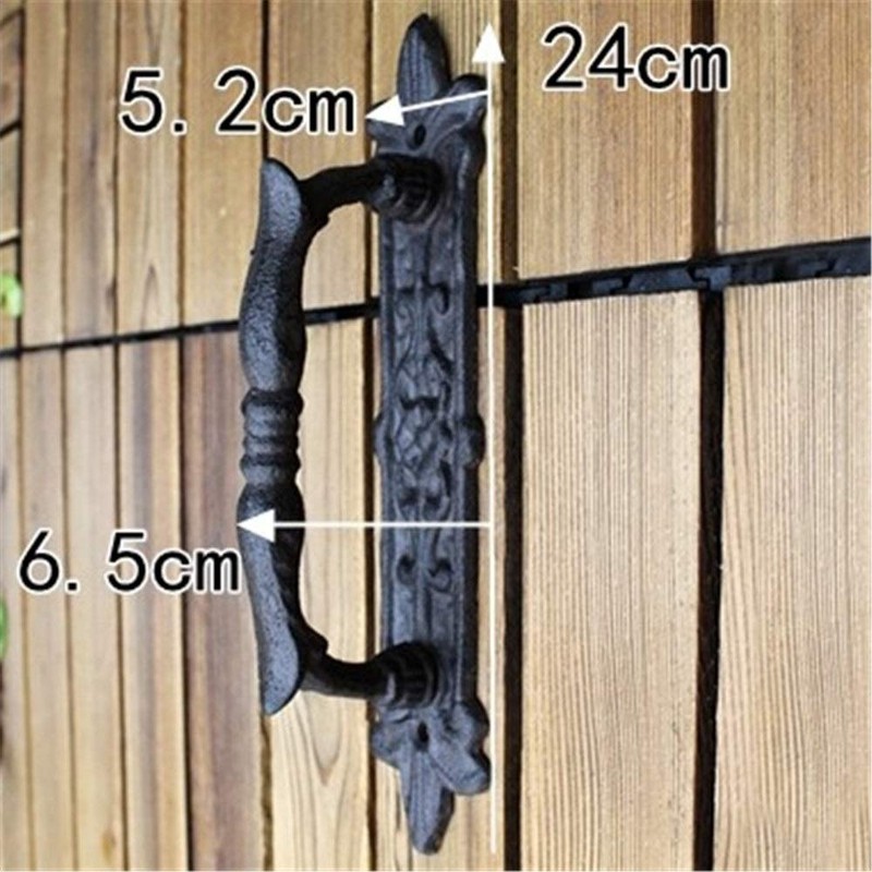 Antique Metal Door Handle Heavy Duty Retro Hammered Black Solid