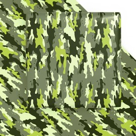 WRAPAHOLIC Camo Wrapping Paper Sheet - 6 Sheets Light Green Camouflage Wrapping Paper for Men, Birthday, Christmas, Baby Showers - 19.7 Inch x 27.5 Inch Per Sheet