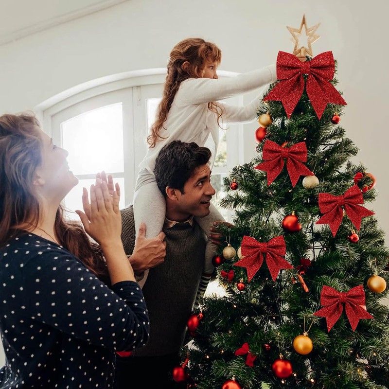 FiveMileBro Christmas Bows Bows Christmas Glitter Christmas Tree Bow for