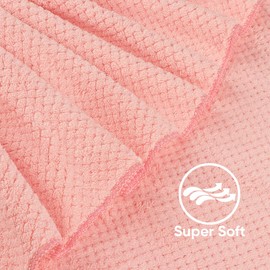 HOMEXCEL Bath Towel Set Pack of 4, (27 x 54 Inches) Microfiber Ultra Soft Highly Absorbent Bath Towel, Lightweight and Quick Drying Towels for Body, Sport, Yoga, SPA, Fitness, Pink