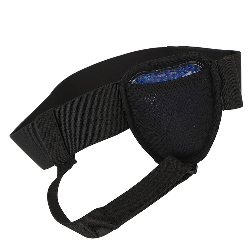 Inguinal Hernia Belt Adjustable Black PVC Gel Bag Soft Foam