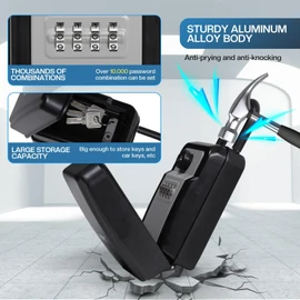 Key Lock Box for Outside, Keybox,Wall Mounted Key Safe Box, Weatherproof, 4 Digit Combination, Removable Shackle, Capacity Lockbox for Indoor Outdoor,key hiders outside,hide a key