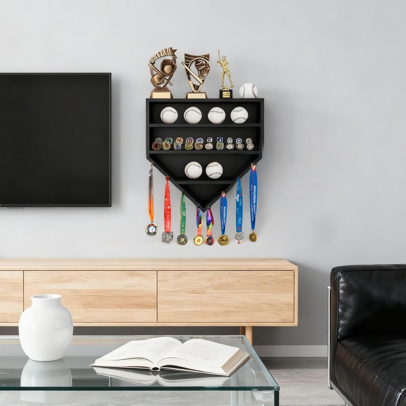 Baseball Holder Display Case Wooden Championship Ring Display Case Wall