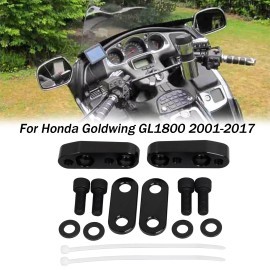 Unbranded Aluminum Black Handlebar Clamps Risers Adapter For Honda Goldwing GL1800 2001-17