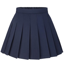 KEREDA Girls Pleated Mini Skirt High Waist Tennis School Uniform Skirts 13-14 Years Navy