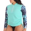 DUONITITI Women Plus Size Printed Swimsuit Long Sleeve Zip Rash