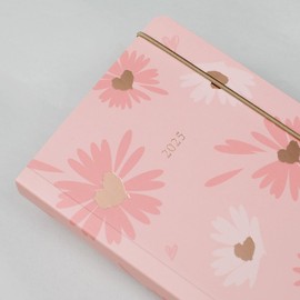 2025 A6 Diary from Matilda Myres | A6 Diary | Day to a Page Diary | Planner from January to December 2025 | Softback Covers with Elastic Closure | Pink