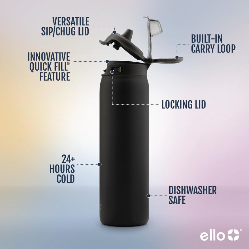 Ello Pop & Fill 32oz Stainless Steel Water Bottle with