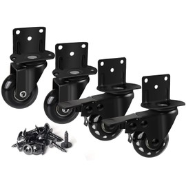 8T8 Side Mount Caster Wheels 2 Inch L Shaped Plate Swivel Casters with 2 Brakes Heavy Duty Set of 4, Silence Rubber Wheels for Furniture, Kitchen Cabinet, Baby Bed, Table, Loading Capacity 400 Lbs