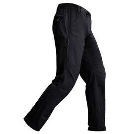 Mens Lightweight Hiking Pants Flex Cargo Work Tactical Nylon Stretch Waterproof Quick Dry Fishing Outdoor Travel (Black, 34W*32L)