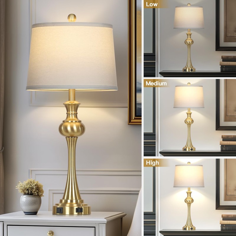 Cinyirong 28.75" Gold Table Lamps for Living Room,Touch Lamps for