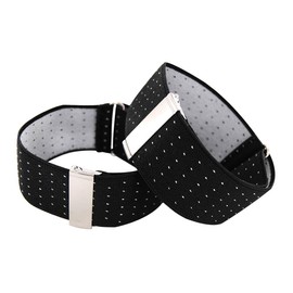 axy braces with sleeve holder set for men, 4 stable clips, X shape, wide, 3.5 cm, sleeve holder, adjustable and elastic. - Black and white dots set.