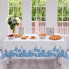 3 Pack Blue Floral Disposable Plastic Tablecloths, 54 x 108