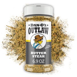 Dan-O’s Outlaw Butter Steak Seasoning – 6.9 oz – Buttery Steak & All Purpose Seasoning for Beef, Chicken & Veggies – Sugar Free, Zero Calorie, Dry Rub & Marinade Spice Blend