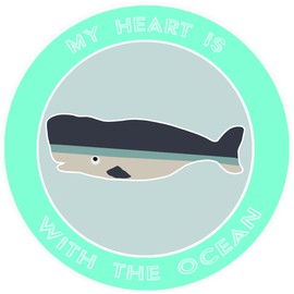 Athena Brands Whale My Heart is with The Ocean - Car Truck Window Bumper Graphic Sticker Decal - Sea Grass Green