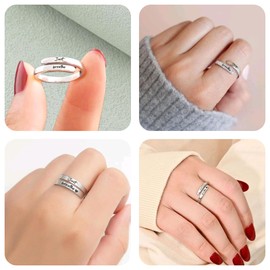 phaxud Just Breathe Ring Bracelet Set for Women,Stainless Steel Anxiety meditation Jewelry Inspirational & Heart felt Gift