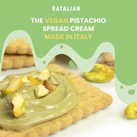 EATALIAN by AMZ BETTER Vegan Pistachio Cream, 7 oz/200 gr, Delicious vegan spread with a uniquely sweet taste, ideal on bread, perfect with ice cream, Excellent for Dubai Chocolate, Made in Italy