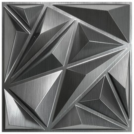 STICKGOO Brushed Silver 3D Wall Panels for Interior Wall Decor, 12''x12'' Diamond Accent Panels for Living Gaming Room, Bedroom, Office, 33 Pack