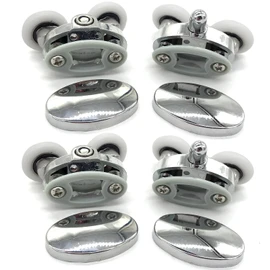Set of 4 New Oval Butterfly Twin Wheel 23mm Shower Door Rollers (Diameter 23mm2top2bottom) (23mm Distance :27mm)