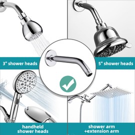 Cobbe Shower Arm with Flange and Teflon Tape, 6-Inches Wall Mounted Shower Pipe Arm 304 Stainless Steel Extension for Fixed Shower Head, Brushed Nickel